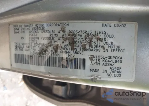 2002 Toyota 4Runner Sr5 V6 из США, поврежденный, VIN JT3HN86R829067909